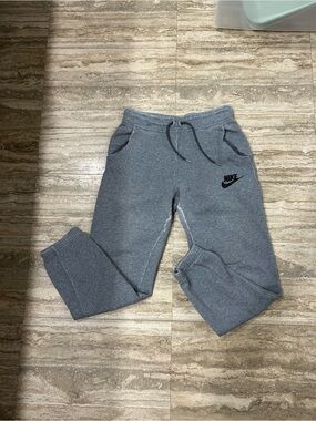 Nike Gray Fleece Joggers with Black Logo size small